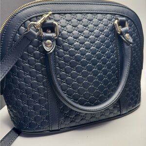 Gucci Blue Shoulder Bag with Embossed Leather